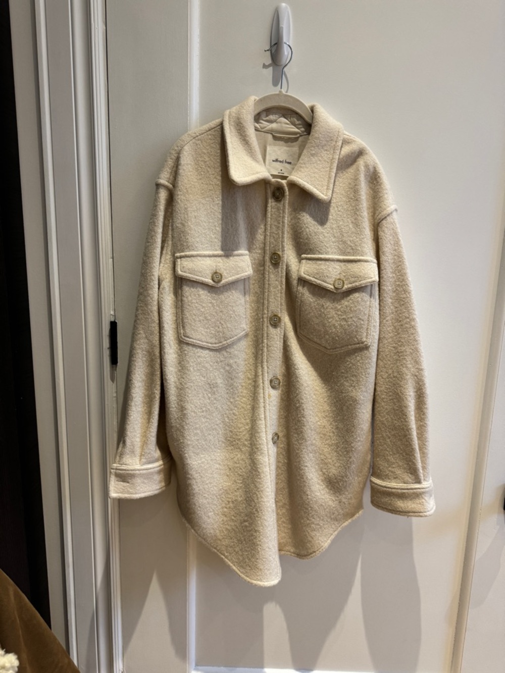 Wilfred Ganna Cream Wool-Blend Shirt Jacket (shacket)